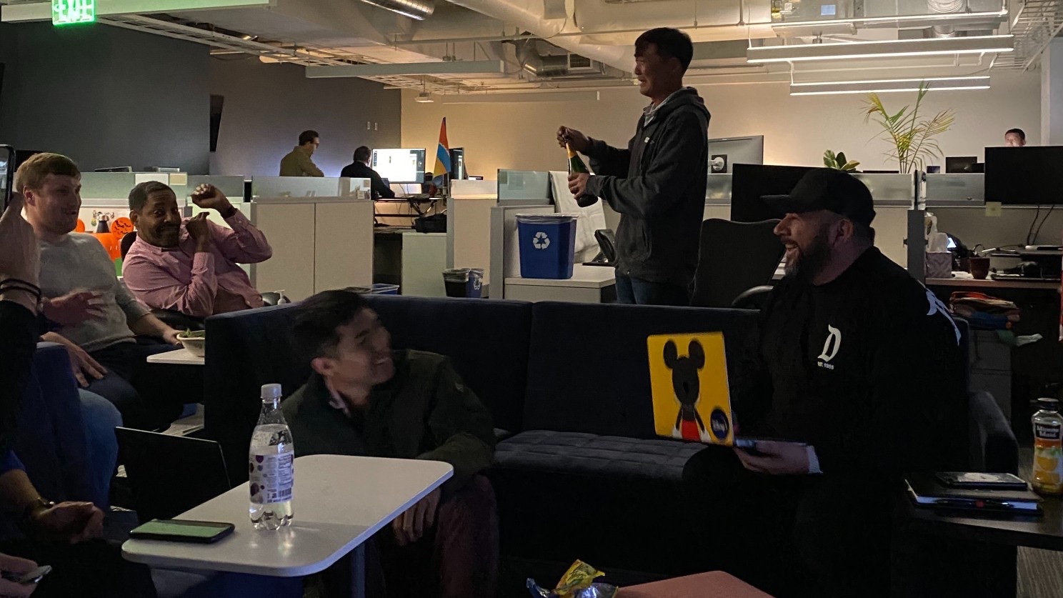 We all toasted to apple cider to celebrate with designers, PMs, engineers.